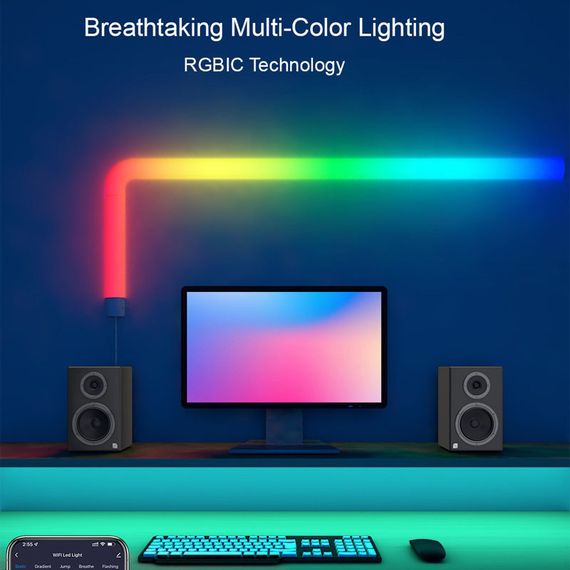 Настенный светильник Lines SAL-013B Bluetooth USB interface with app (6+1 pcs) White | Зображення 6