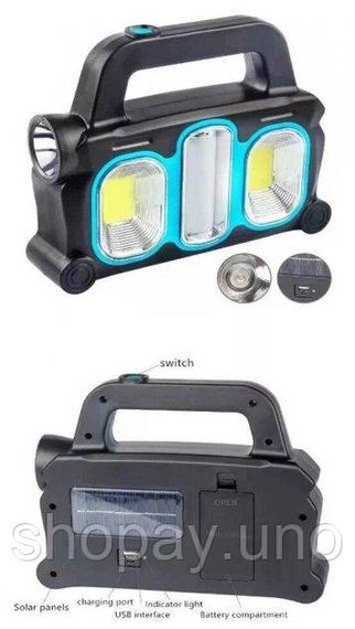Аккумуляторный LED фонарь прожектор с солнечной панелью USB выход съемные Hurry Bolt HB-6169 | Зображення 4