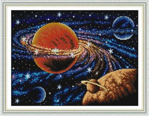 Набор для вышивания по нанесённой на канву схеме "Milky way". AIDA 14CT printed 45*32 см