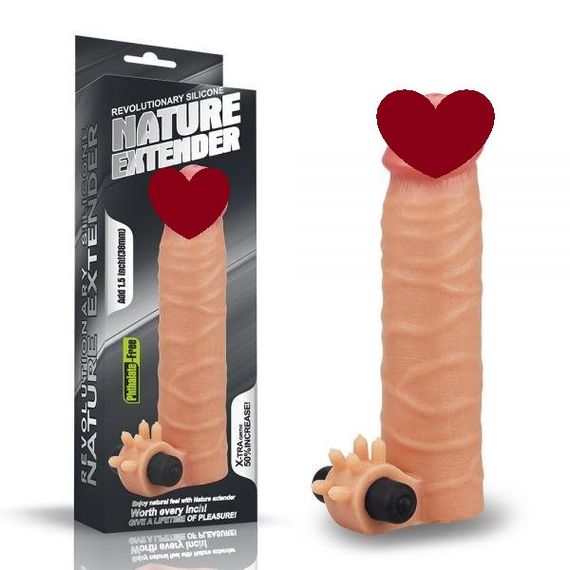 Вибронасадка Add 1.5" Vibrating Silicone Extender, Flesh Sex Aura