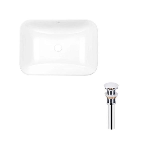 Комплект Qtap Scorpio: Раковина врізна прамокутна 615х390х150 мм White + Донний клапан PU02