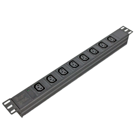 Kingda KD-IEC1008WKPB19A-C14 Блок 19" на 8 роз. С13, 10А, з індикат., без шнура, чорний, 1U, Kingda - Серверні аксесуари