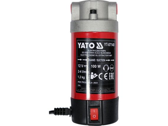 Помпа для викачки оливи з двигуна 12В 100Вт 2-4 л/хв шланг YATO YT-07140 | Зображення 3