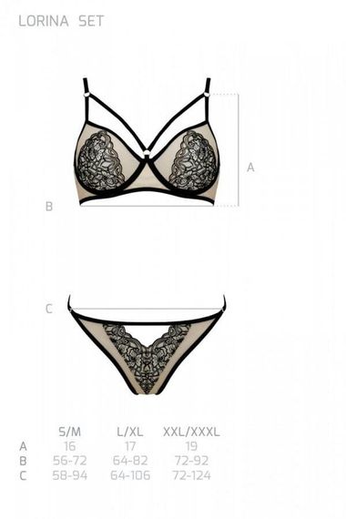 Комплект білизни Passion LORINA SET Бежевий L/XL | Зображення 5