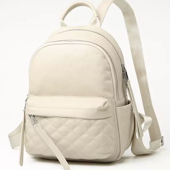 Жіночий шкіряний рюкзак міський. Модний рюкзак жіночий. Рюкзак з натуральної шкіри білий 23479 | Зображення 1