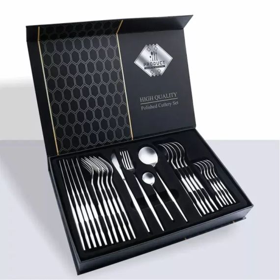 Набор столовых приборов Kitchen Ware 24 шт из нержавеющей стали на 6 персон Silver
