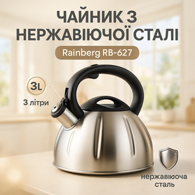 Прочный чайник со свистком для кухни, Функциональный чайник из стали со свистком на кухню 3 л DP-80