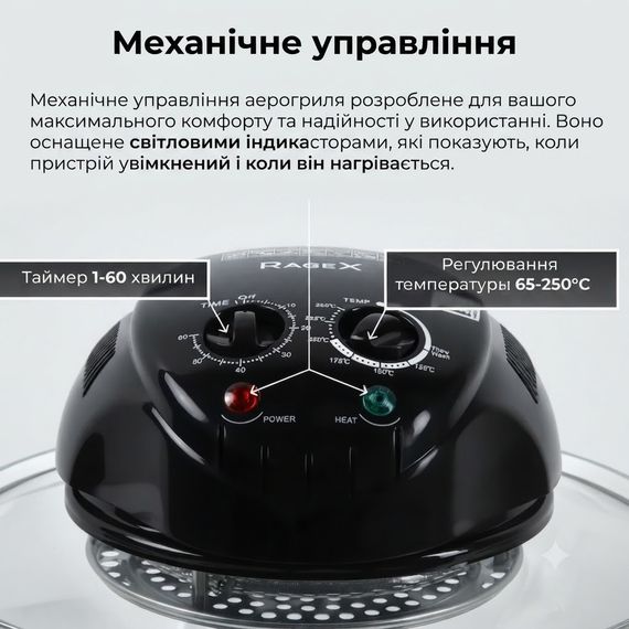 Аерогриль R.5406 12L / Чорний Аарогріль RAF / Аерофритюр 8в1 | Зображення 2
