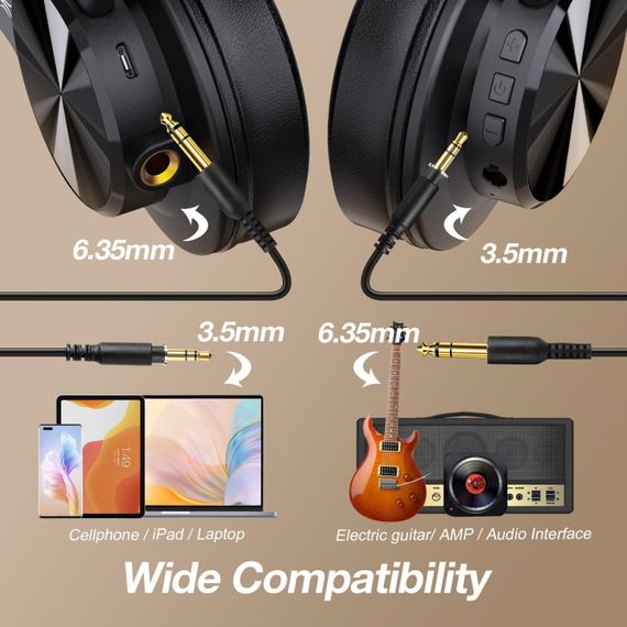 Гарнітура OneOdio Fusion A70, Bluetooth+3,5мм/6,35мм, Black