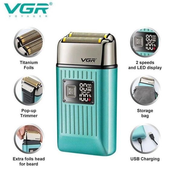 Професійний тример для гоління VGR V-357, Машинки для стрижки бороди професійні, TO-898 Портативне гоління
