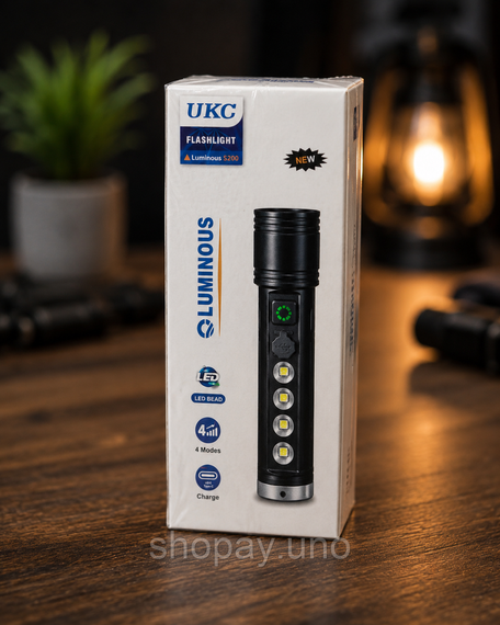 Ручний ліхтарик S 200 / Акумуляторний ліхтарик UKC Luminous S200 / Потужний LED ліхтар | Зображення 3