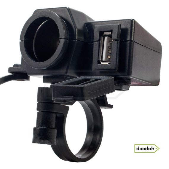 Авто / Мото USB зарядний пристрій з прикуривателем - D-961 (2in1) - мото прикрурювачь на руль / торпеду | Зображення 6