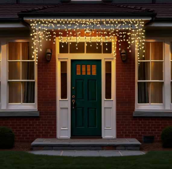 Вулична гірлянда "Бахрома" 6 м, 105 LED, мультиколор, білий дріт, режим флеш, IP44, з можливістю з’єднання | Зображення 1