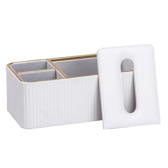 Серветниця на стіл з еко-шкіри з двома відділеннями 27 х 13.5 х 10 см Бежевий | Зображення 3