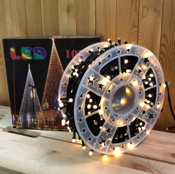 Гірлянда нитка на котушці, від мережі, 50м, 240LED, теплий білий/ Світлодіодна LED гірлянда на ялинку
