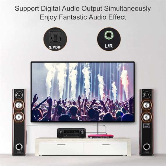 HDMI перемикач TESmart 4x1, 4K 60Hz, UHD, оптичний аудіовихід, пульт ДУ, підтримка HDR, Dolby Vision, червоний | Зображення 6