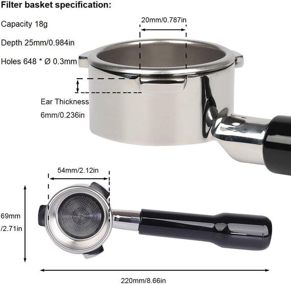Портафільтр без дна 54 мм для кавомашин Sage/Breville Barista Series 870/878/880, холдер для еспресо-кавоварки | Зображення 3