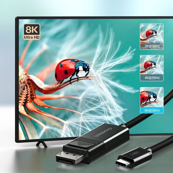 Кабель мультимедийный USB 3.1 Type-C to DisplayPort 1.8m V1.4 Thunderbolt 3 4K60Hz PVC Choetech (XCP-1803) | Зображення 3