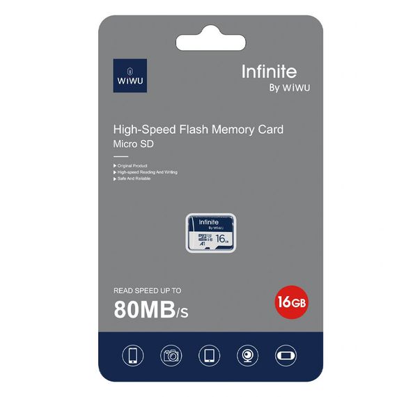 Карта пам'яті Wiwu Wi-FC004 Infinite Series (U1, C10) microSDXC Class 10 - 16GB (без адаптера) Blue | Зображення 1