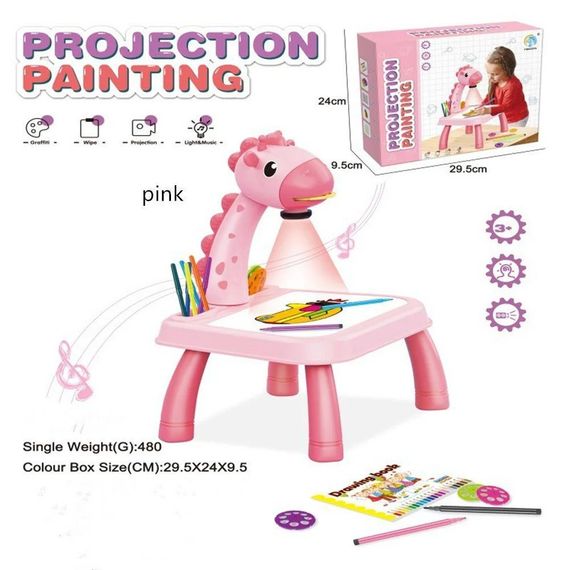 Детский стол проектор для рисования с подсветкой Projector Painting 24 Детали Розовый Жираф | Зображення 2