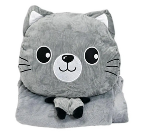 Дитяча м'яка іграшка "Кішечка" L1128(Grey) іграшка з пледом, розмір 40 см