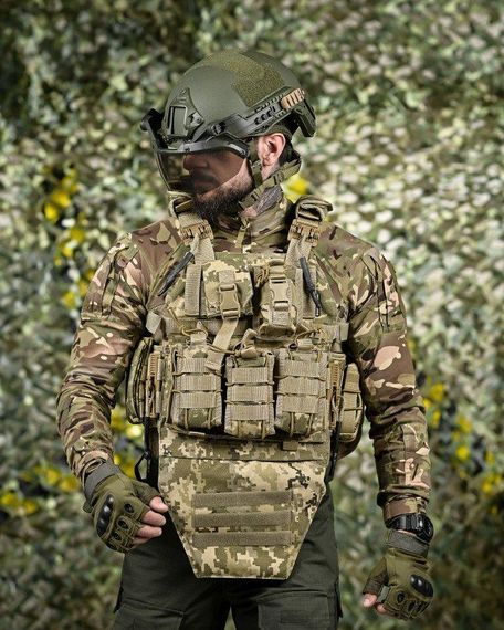 Качественная плитоноска мультикам Single sword STATIX пиксель ТР6298