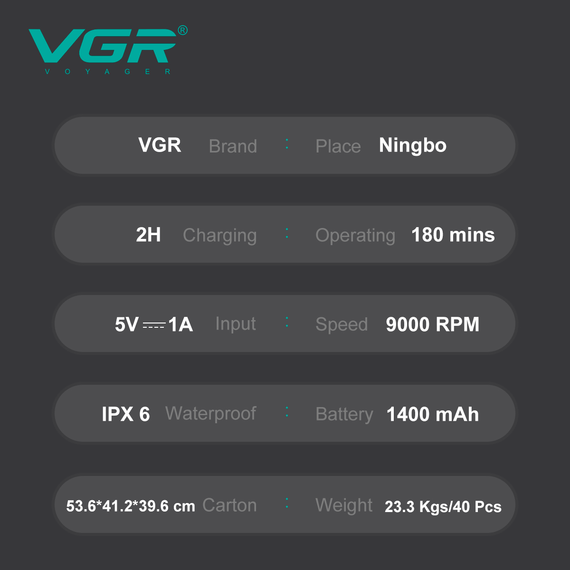 Електробритва бездротова акумуляторна XPRO VGR V-368 (45573-V-368_600) | Зображення 3