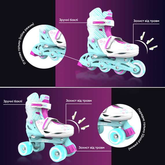 Дитячі ролики NEON Combo Skates бірюзовий NT09T4 | Зображення 4