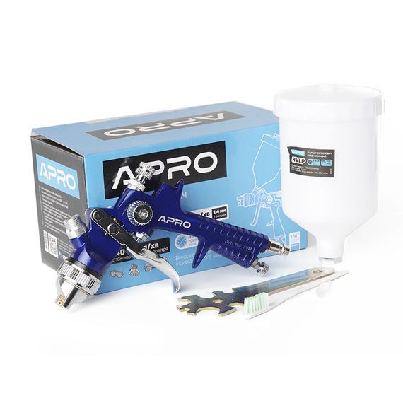 Фарборозпилювач HVLP Ø1,4 мм у/б пласт. 600 мл APRO 8500351 | Зображення 3