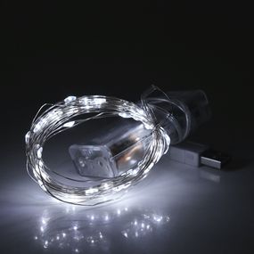 Гирлянды 200LED, 1 режим, 20 метров, питание от USB + 3*АА, White, ОЕМ