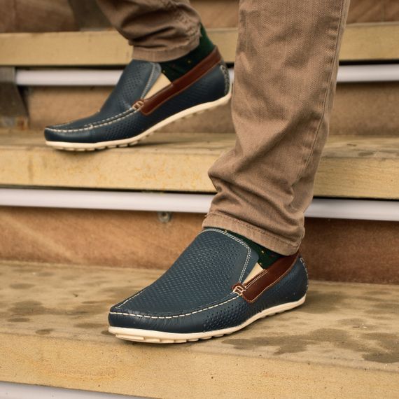 Мужские летние мокасины синего цвета 40 42 размер. Мужская обувь Кадар | Зображення 3