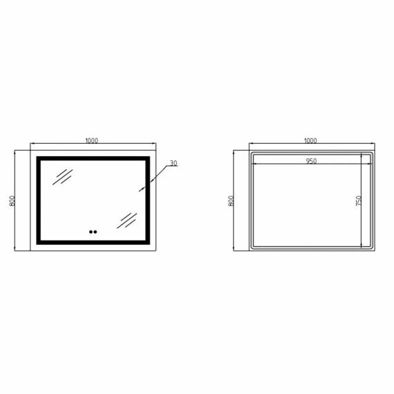 Дзеркало Lidz Kubis 1000х800 з LED-підсвічуванням Touch, з антизапотіванням, з димером, рег. яскравості LD78LF61410080 | Зображення 1