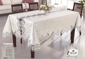 Велюровая скатерть Selin Yagmur 160×350 см Кремовая