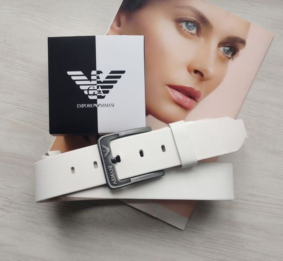 Шкіряний ремінь Armani white