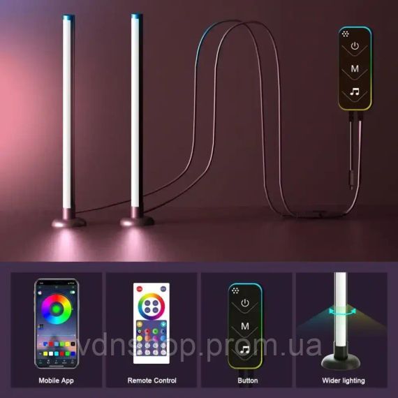 Світлодіодні панелі 25 см 2шт RGB з APP Smart від USB та пультом | Зображення 2
