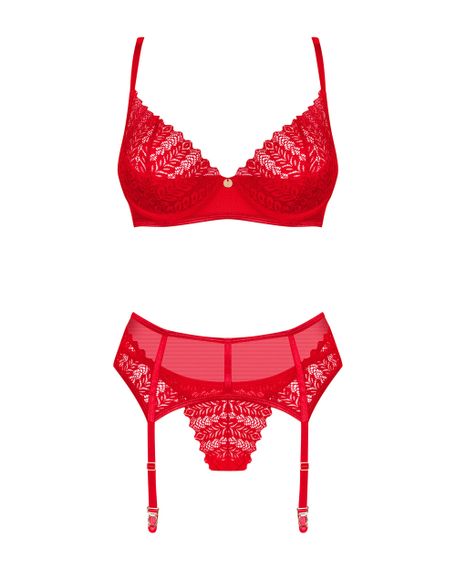 Комплект с поясом Obsessive Ingridia garter belt set Красный XL/2XL | Зображення 4