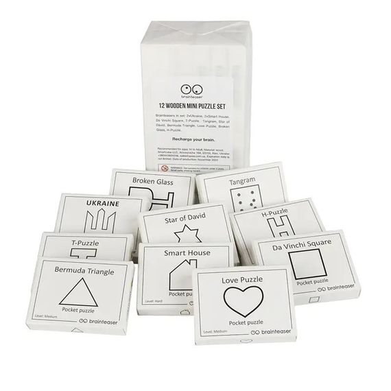 Набір дерев'яних головоломок "Wooden mini puzzle set" Заморочка 12en