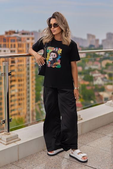 Женская футболка с принтом Labubu цвет черный, размер 46/48, GF05257 | Зображення 3