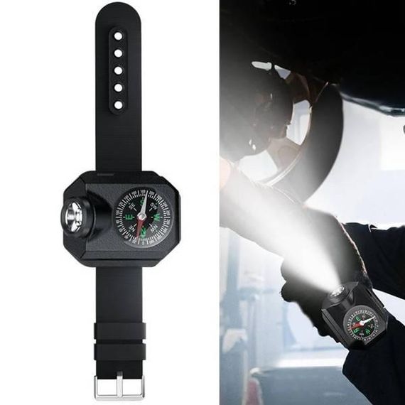 Ліхтар на руку з компасом акумуляторний W04-LED Чорний