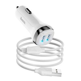 Набір АЗУ 12-24V HOCO Z40 кабель Micro, 2xUSB, 2.4A, кабель 1м, White