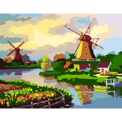 Картина по номерам Rosa Start Мельница у реки 35 х 45 см (4823098518853) - Топ Продаж!