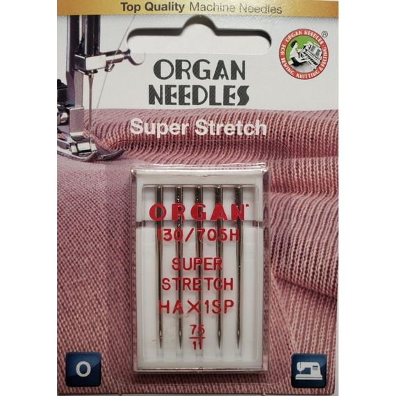 Голки швейні для стрейча, лайкри ORGAN SUPER STRETCH №75 для побутових швейних машин блістерна упаковка 5 штук