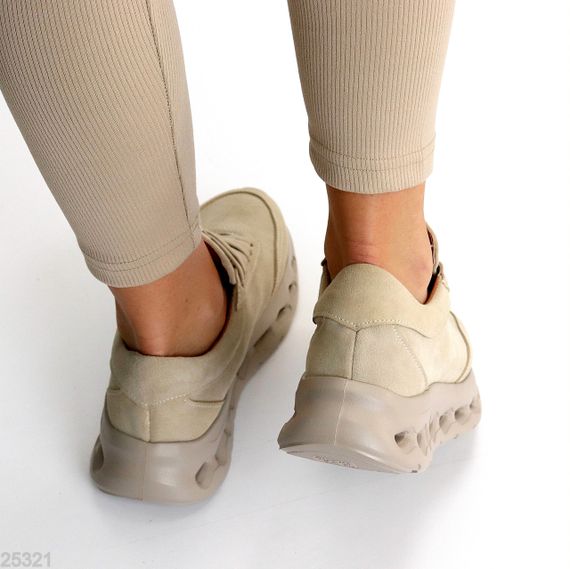 Молодіжні дизайнерські бежеві кросівки натуральна замша | Зображення 4