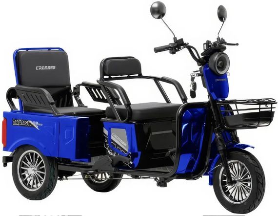 Електротрайк Crosser Transit TR-5 1500 W 72 V 24 Ah, вантажний триколісний електроскутер до 60 км, 3 місця Синій | Зображення 6