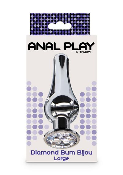 Анальная пробка металлическая TOY JOY Diamond, L, 13 × 9,5 см Sex Aura