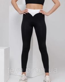Легінси колір чорний/білий розмір XL FI_002732