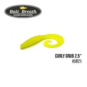 Силіконова приманка, Їстівний силікон Bait Breath Curly Grub 2,5" (12шт) (Ur21 yellow)