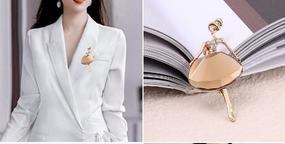 Красивая брошь Балерина,с большим камнем и стразами «Ballerina» Новинка 2024 !