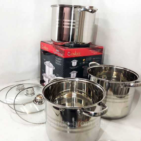 Набір каструль для електроплити Unique, Набір каструль з антипригарним покриттям Комплект HN-93 | Зображення 8