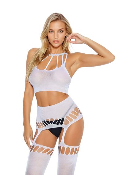 Бодістокінг - Bodystocking 2074, white - One Size | Зображення 1